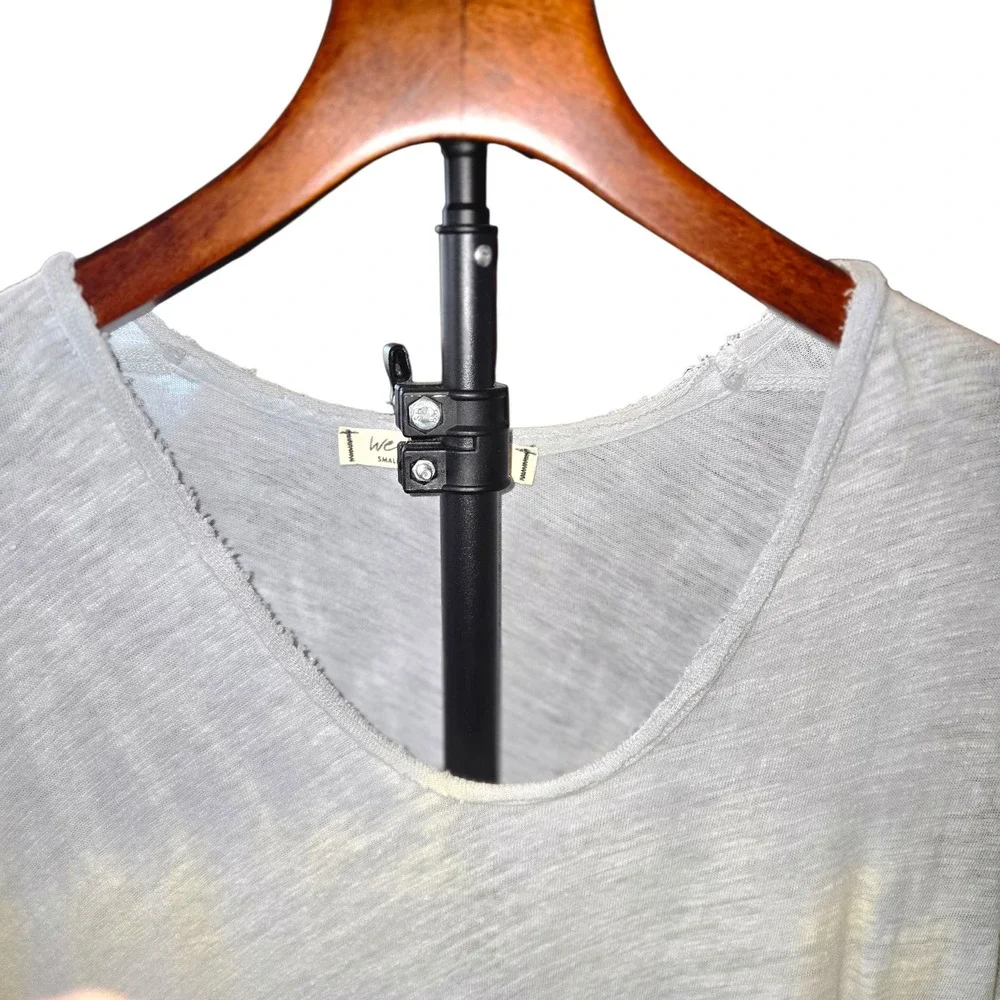 We The‎ Free Pomona Tie-Dye Longline T-shirt Size Small Linen Blend Grey Yellow